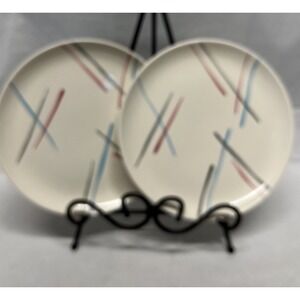 Set Of 2 MCM Salad Plates Hand Painted Underglaze by Stetson STT68 Ovenproof